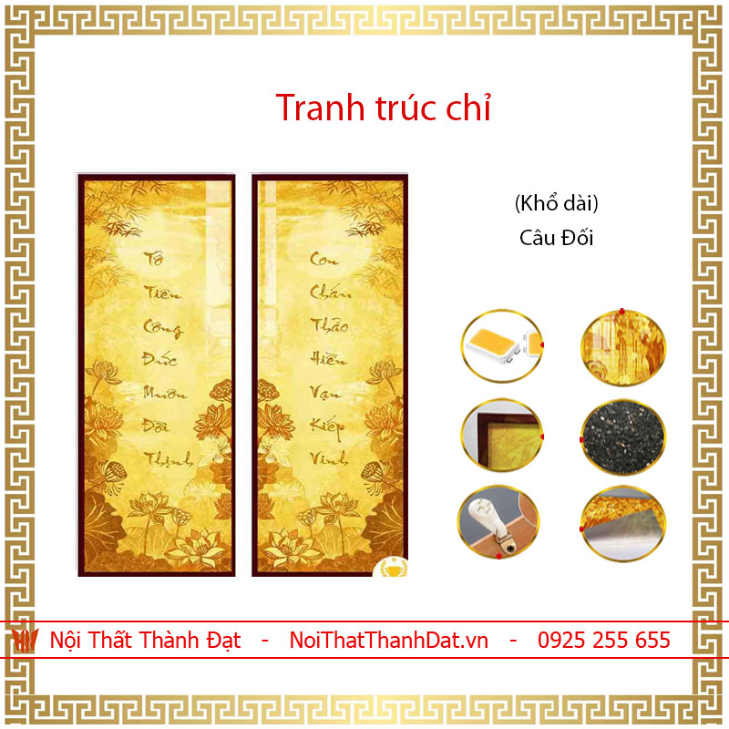Tranh Trúc Chỉ câu đối khổ dài