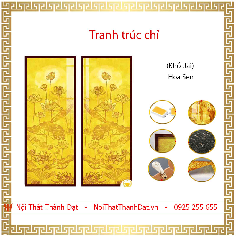Tranh Trúc Chỉ chữ Tâm khổ dài